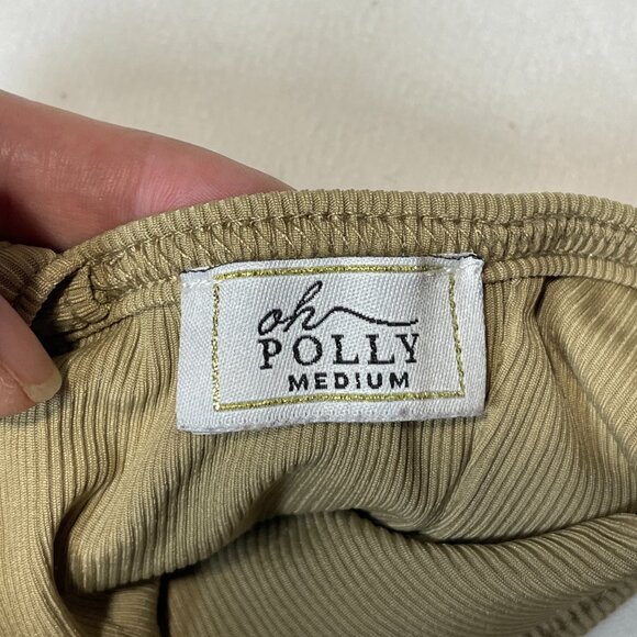 Oh Polly Scoop Neck Ribbed Bikini Top in Khaki Green size Medium - Picture 5 of 6